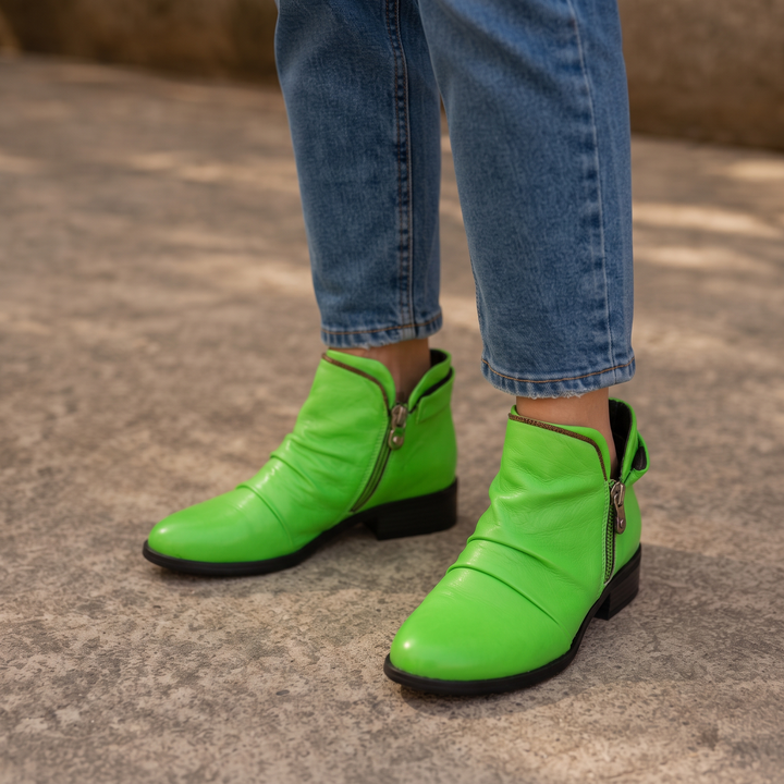 Damen Ankle Boots schmal mit seitlichem Reißverschluss