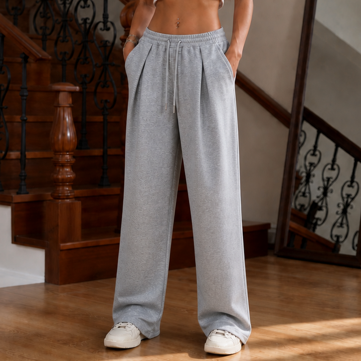 Damen Jogginghose Mit Falten Und Weitem Bein