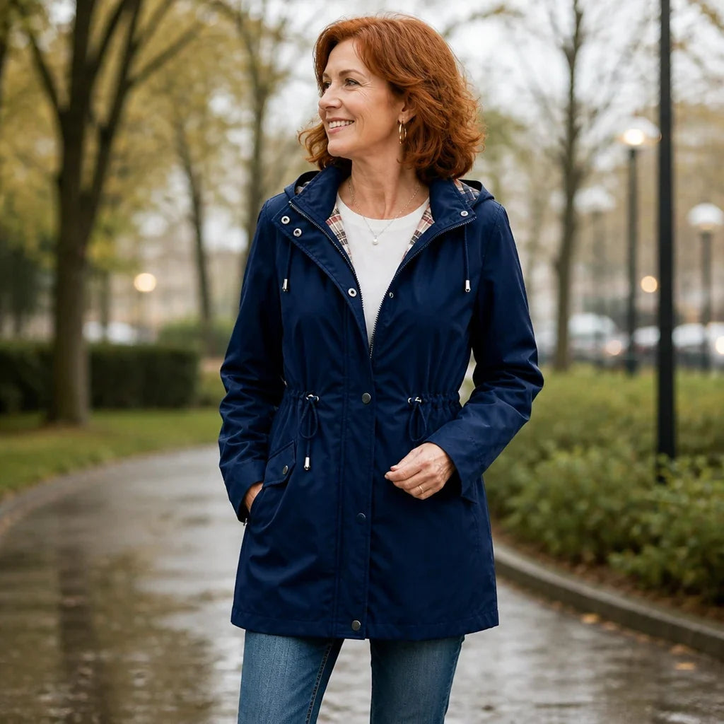Imperméable avec capuche amovible et taille réglable