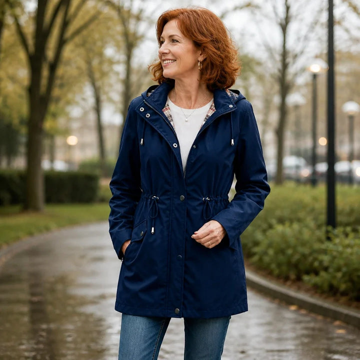 Imperméable avec capuche amovible et taille réglable