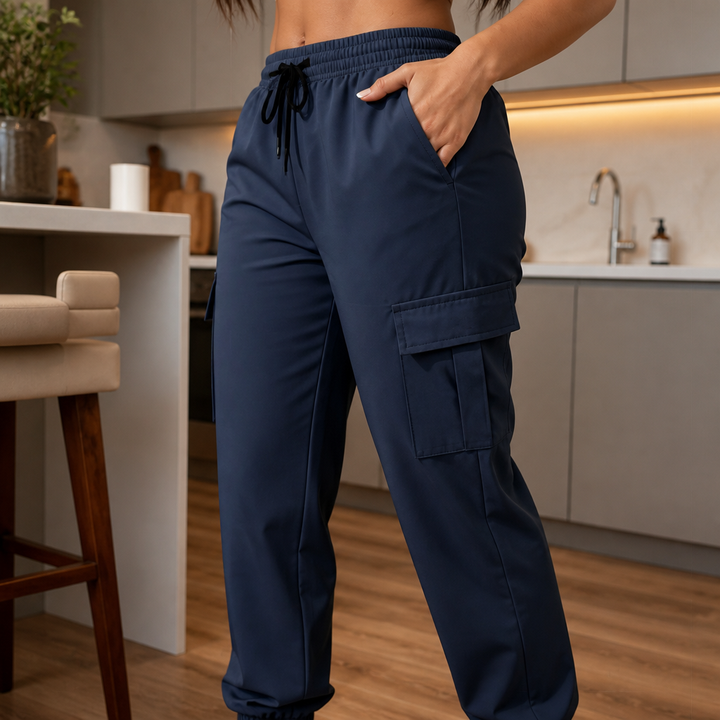 Damen Cargo Jogger Hohe Taille Weites Bein