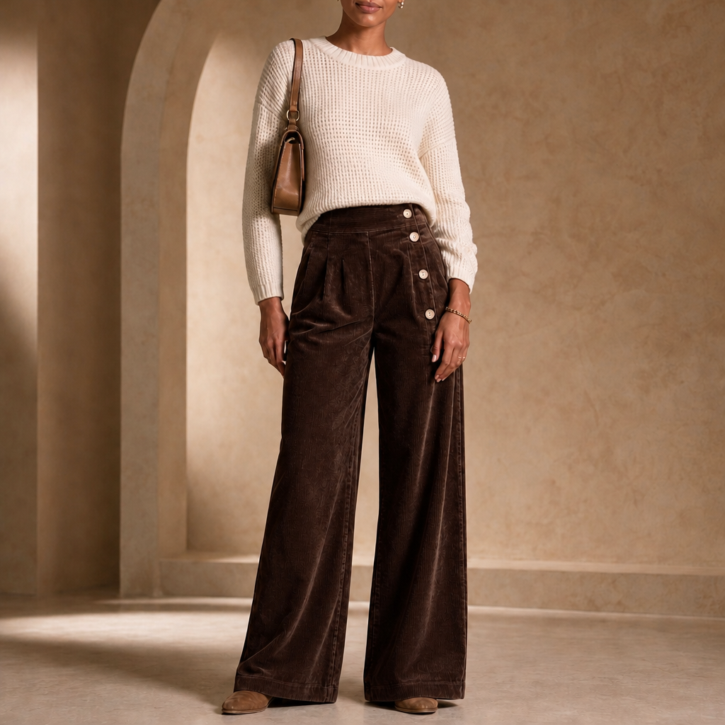 Cordelle | Cord-Hose mit asymmetrischem Knopfverschluss