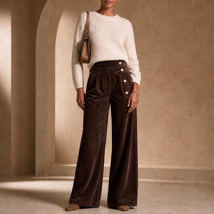 Cordelle | Cord-Hose mit asymmetrischem Knopfverschluss