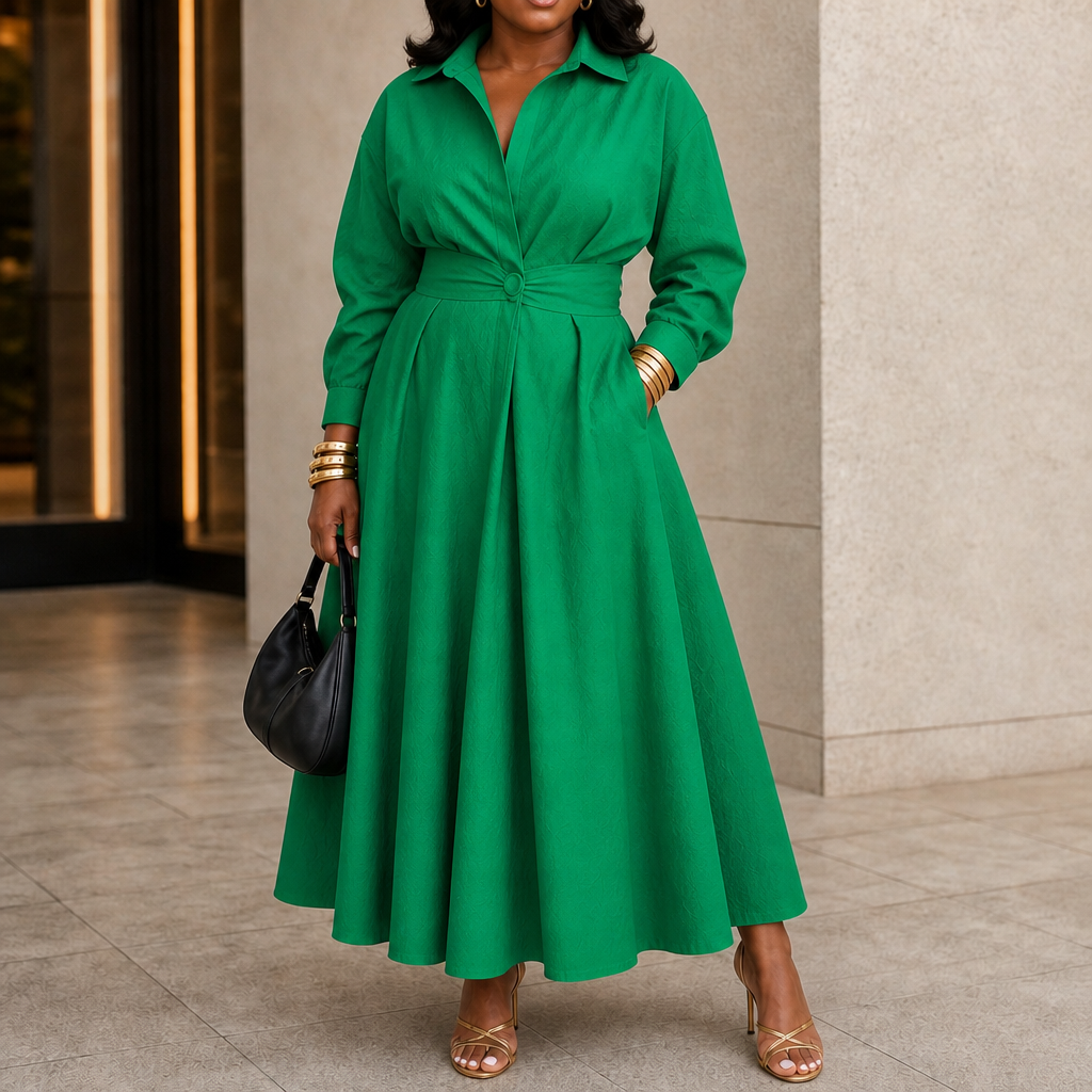 Everly | Midikleid mit Gürtel und Kragen