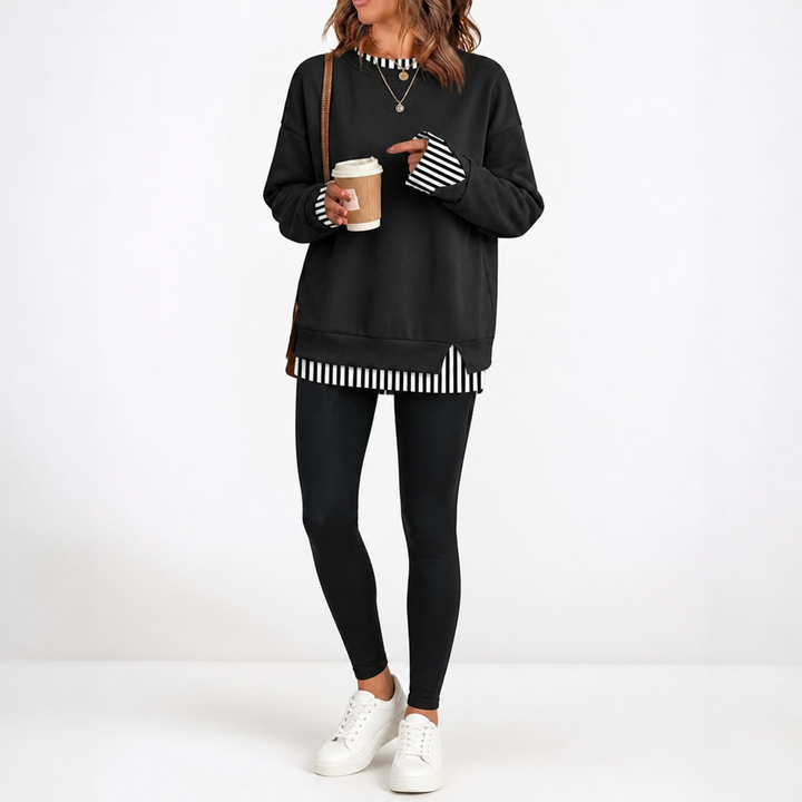 Layerella | Sweatshirt mit Fake-Layer und geripptem Bündchen