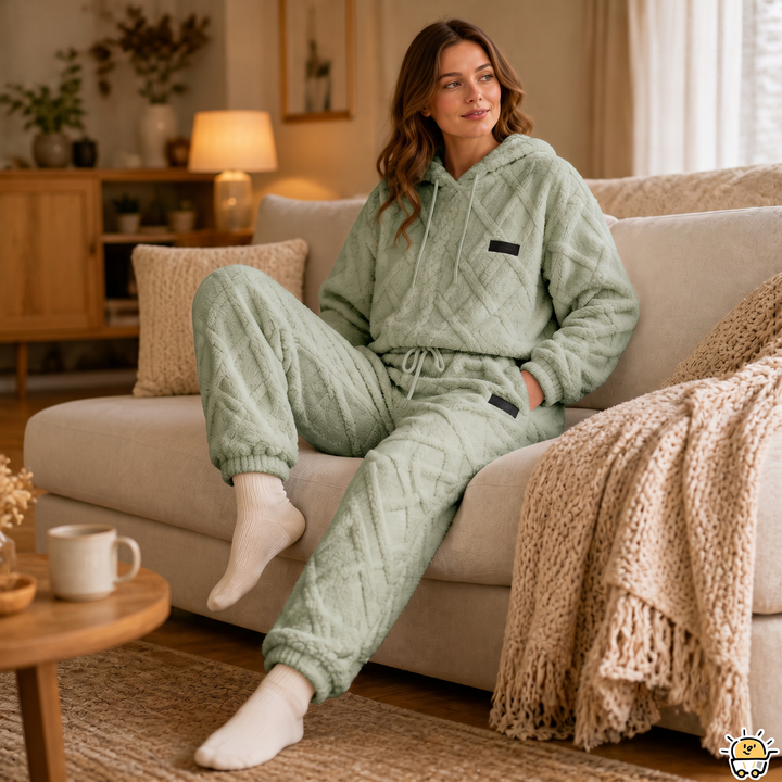 Damen Lounge Set 3D Prägung Oberteil Und Hose