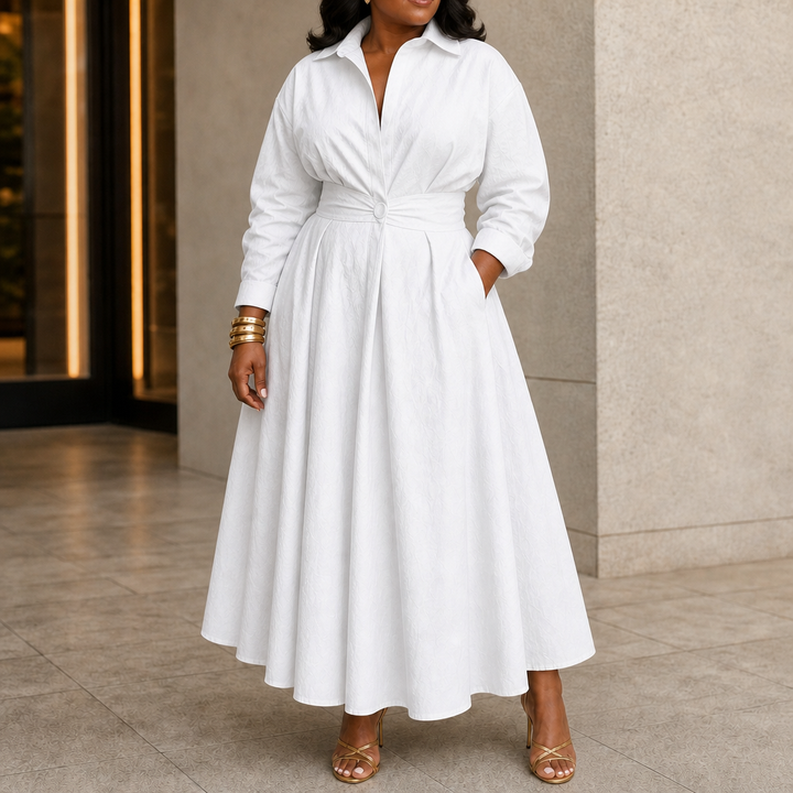 Everly | Midikleid mit Gürtel und Kragen