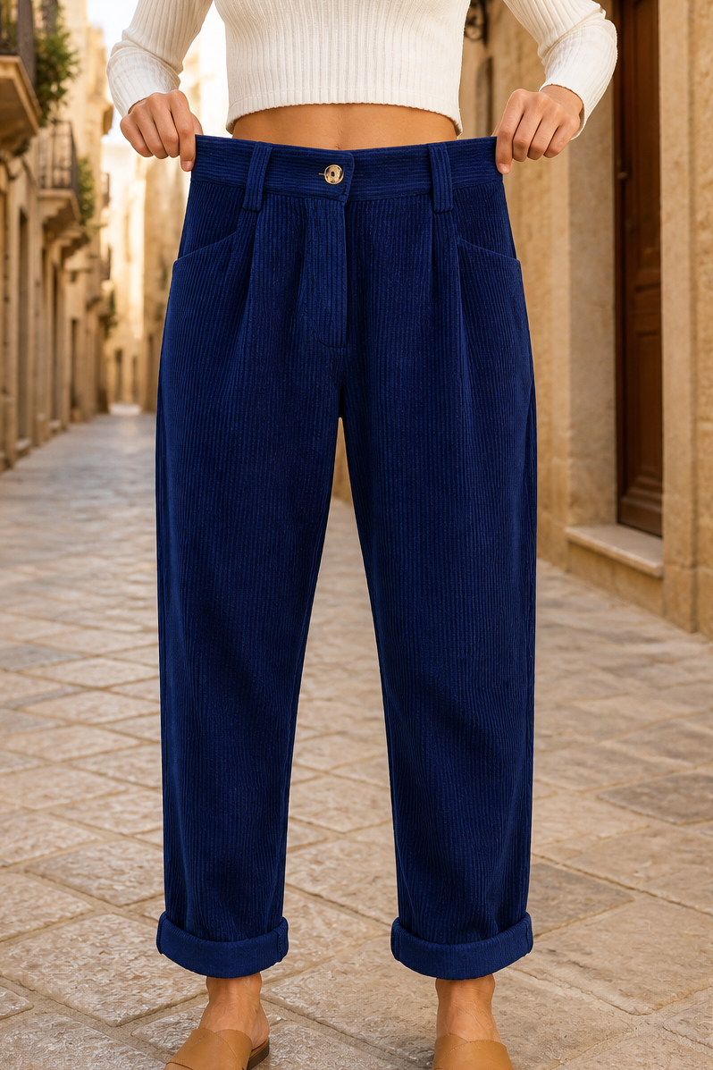 Damen Faltenhose Hohe Taille Weites Bein