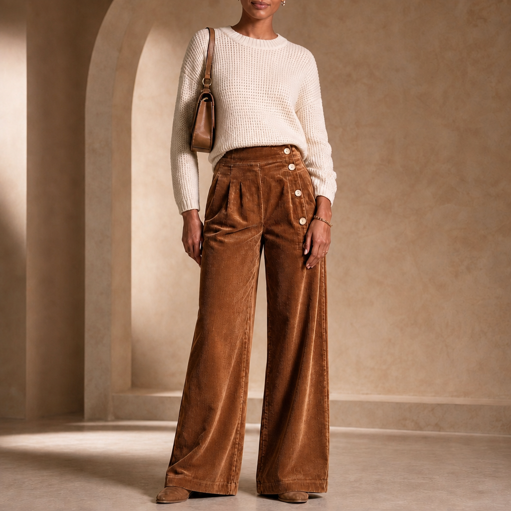 Cordelle | Cord-Hose mit asymmetrischem Knopfverschluss