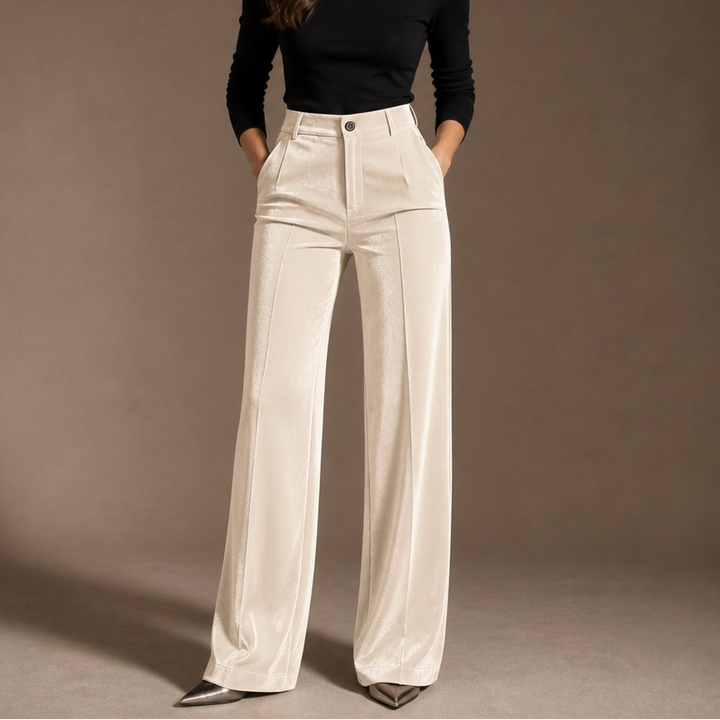 Damen Samthose Hohe Taille Weites Bein