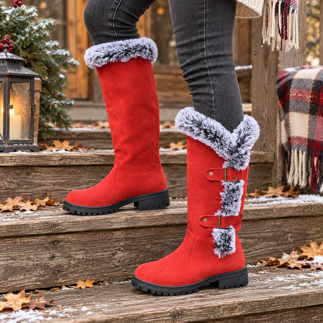Frostella | Winterstiefel aus Veloursleder mit Fellbesatz