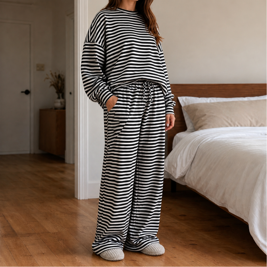 Stripe Ease | Streifen-Zweiteiler mit Tunnelzughose
