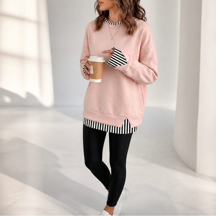 Layerella | Sweatshirt mit Fake-Layer und geripptem Bündchen