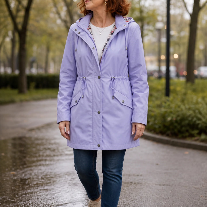 Imperméable avec capuche amovible et taille réglable