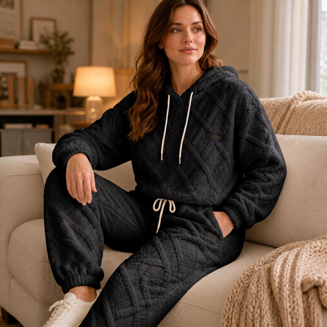 Damen Lounge Set 3D Prägung Oberteil Und Hose