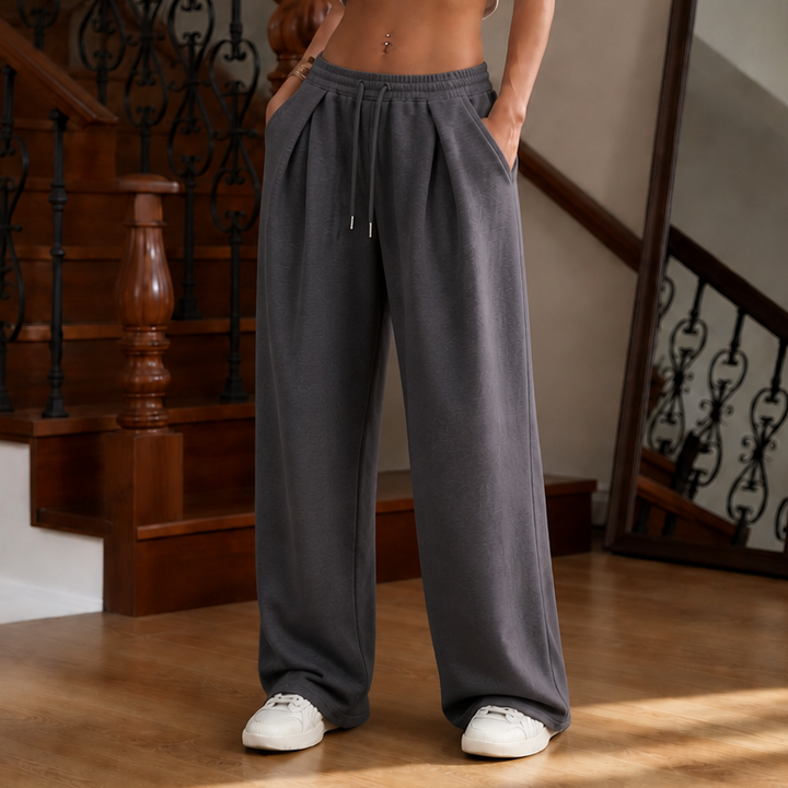 Damen Jogginghose Mit Falten Und Weitem Bein