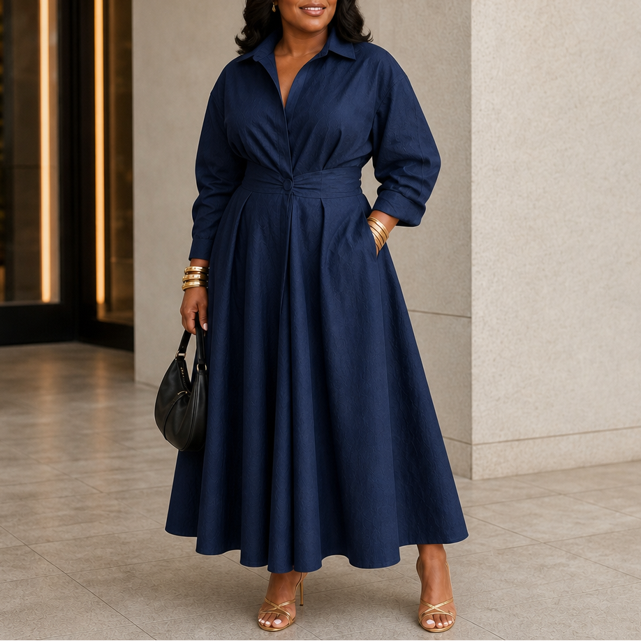 Everly | Midikleid mit Gürtel und Kragen
