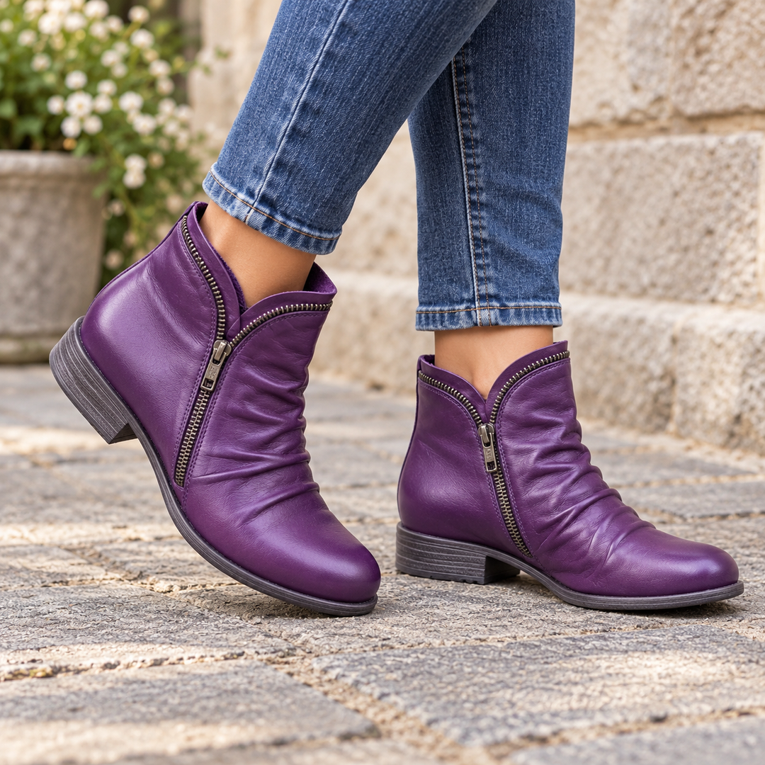 Damen Ankle Boots schmal mit seitlichem Reißverschluss