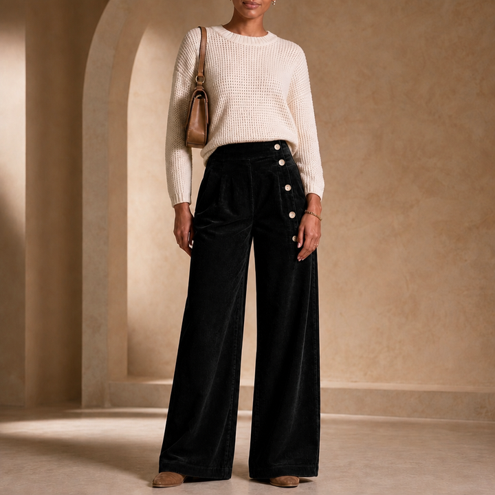 Cordelle | Cord-Hose mit asymmetrischem Knopfverschluss