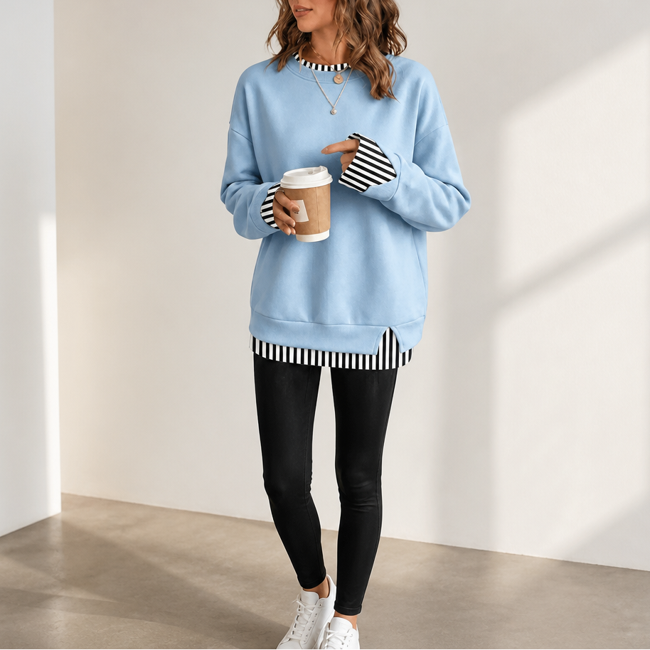 Layerella | Sweatshirt mit Fake-Layer und geripptem Bündchen