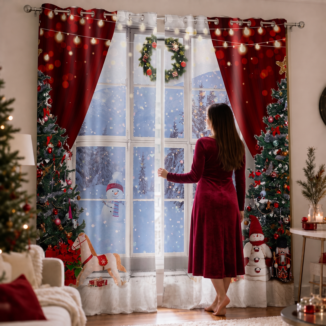 Yuletide Glow | Weihnachts-Vorhänge mit Semi-Transparenz