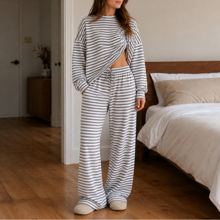 Stripe Ease | Streifen-Zweiteiler mit Tunnelzughose
