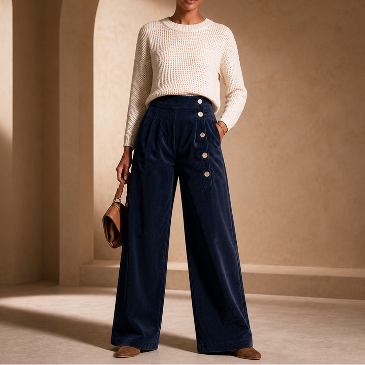 Cordelle | Cord-Hose mit asymmetrischem Knopfverschluss