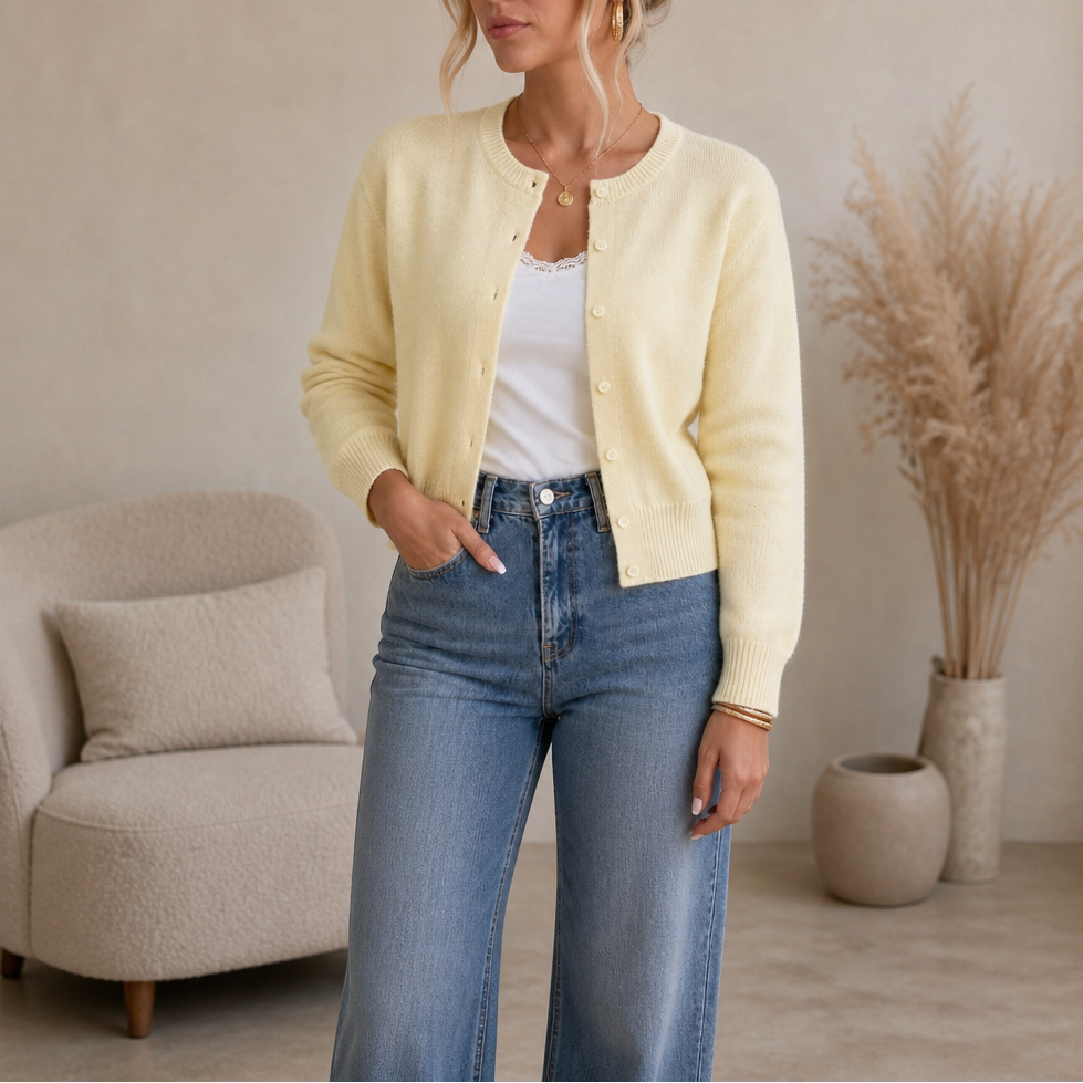 Damen Strickjacke Rundhals Einfarbig Klassisch