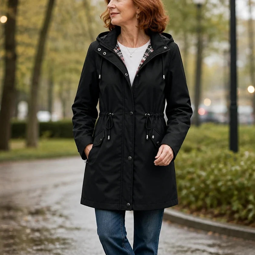 Imperméable avec capuche amovible et taille réglable