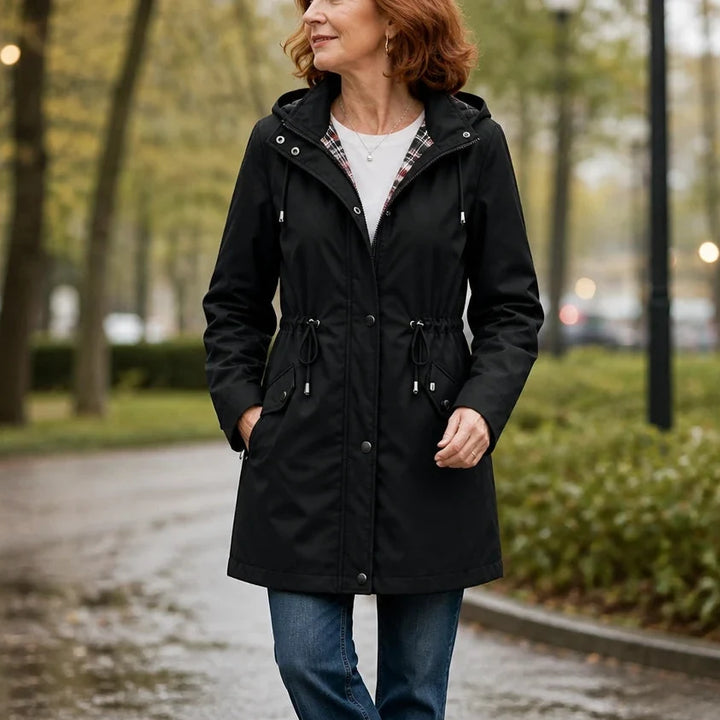 Imperméable avec capuche amovible et taille réglable