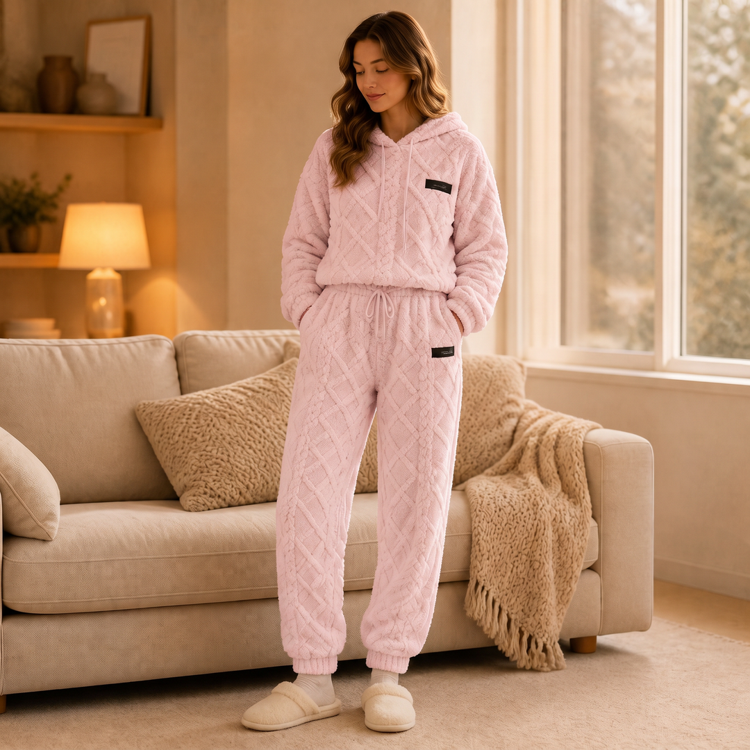Damen Lounge Set 3D Prägung Oberteil Und Hose
