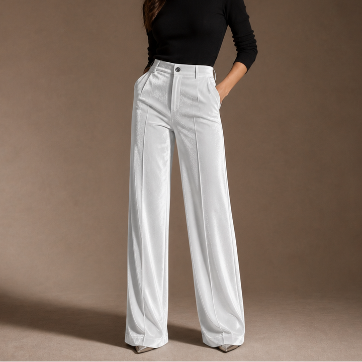 Damen Samthose Hohe Taille Weites Bein