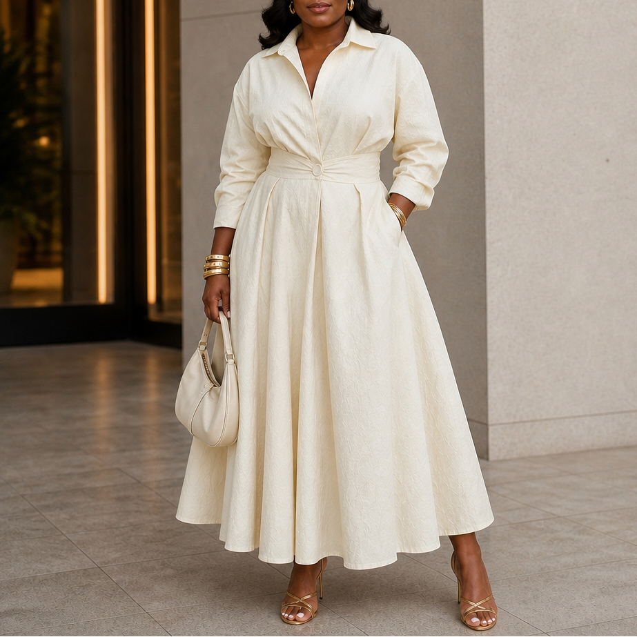 Everly | Midikleid mit Gürtel und Kragen