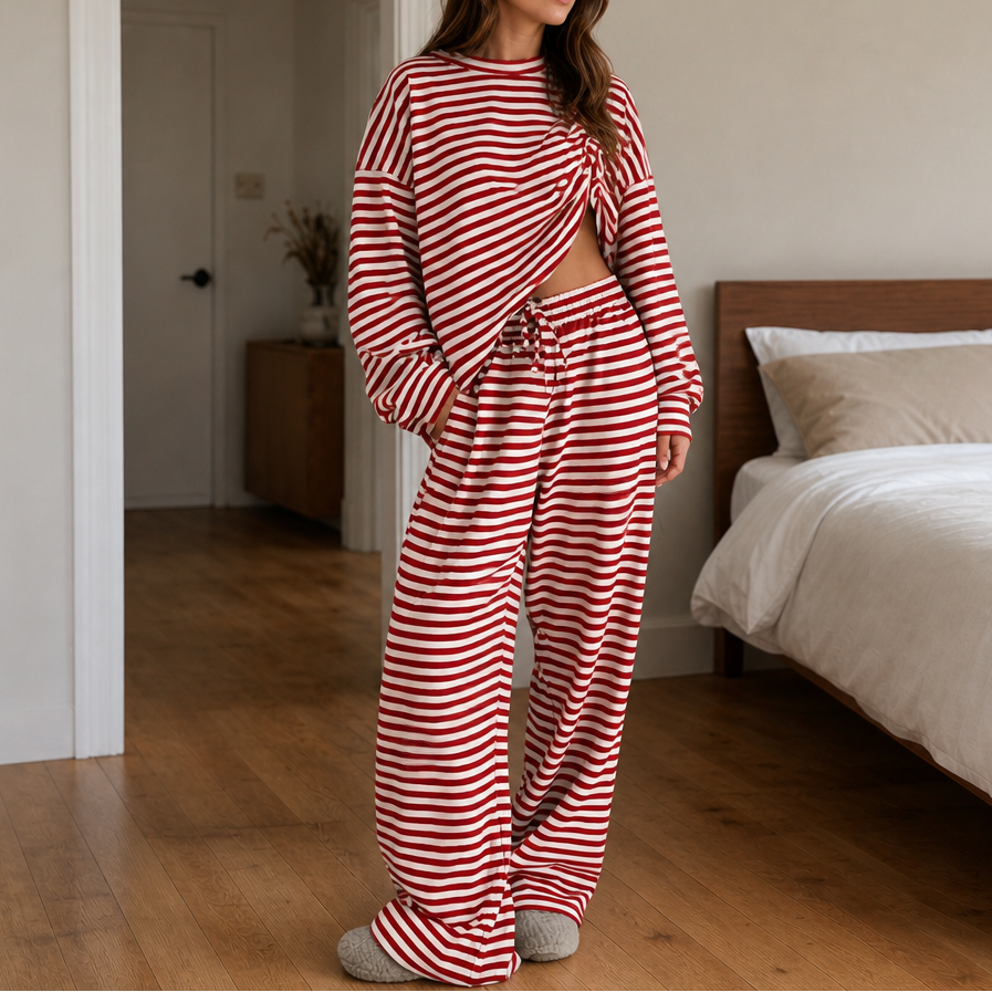Stripe Ease | Streifen-Zweiteiler mit Tunnelzughose