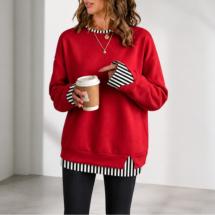 Layerella | Sweatshirt mit Fake-Layer und geripptem Bündchen