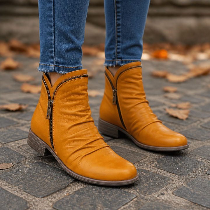 Damen Ankle Boots schmal mit seitlichem Reißverschluss