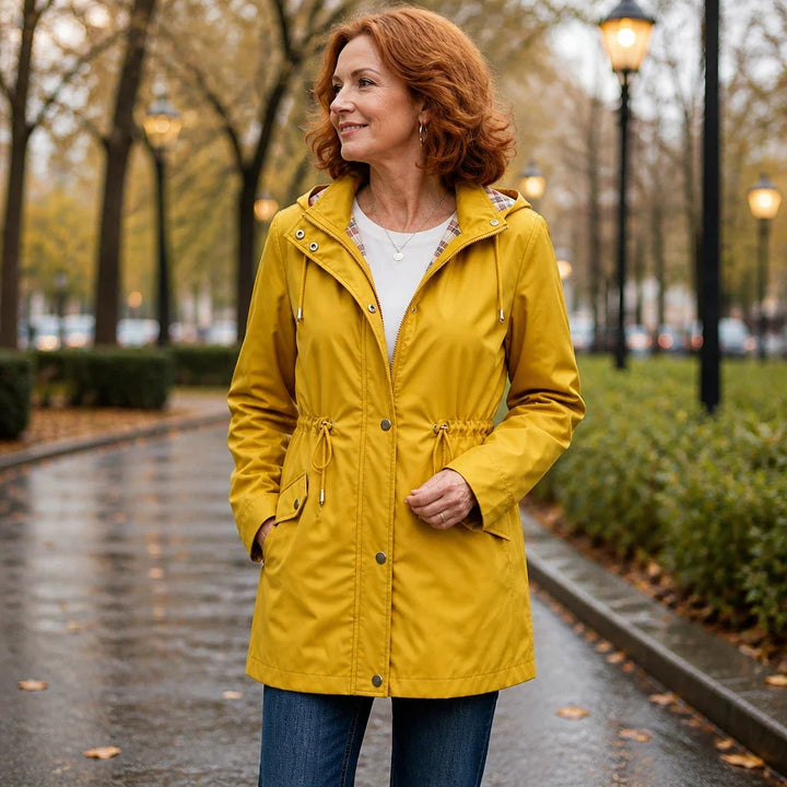 Imperméable avec capuche amovible et taille réglable