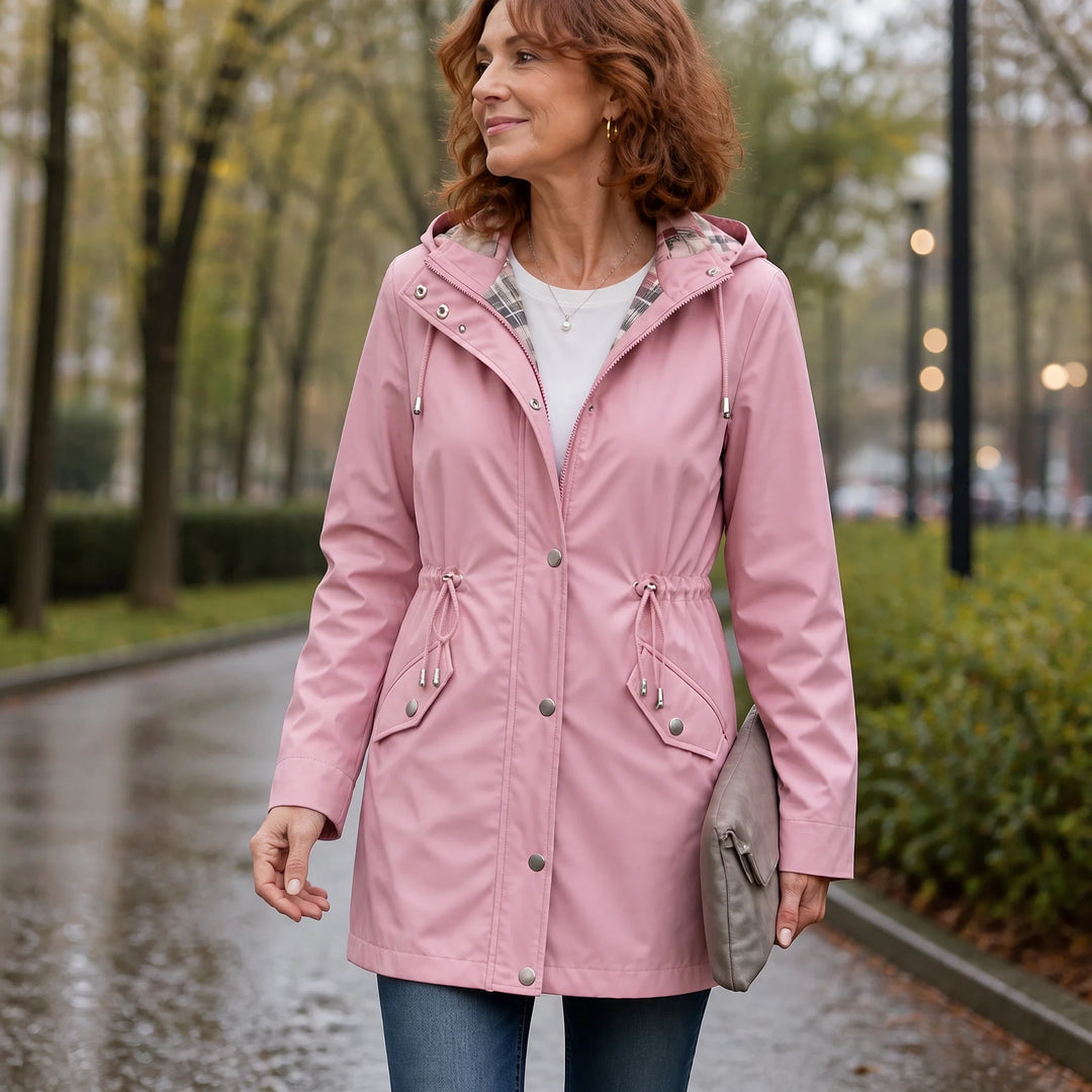 Imperméable avec capuche amovible et taille réglable