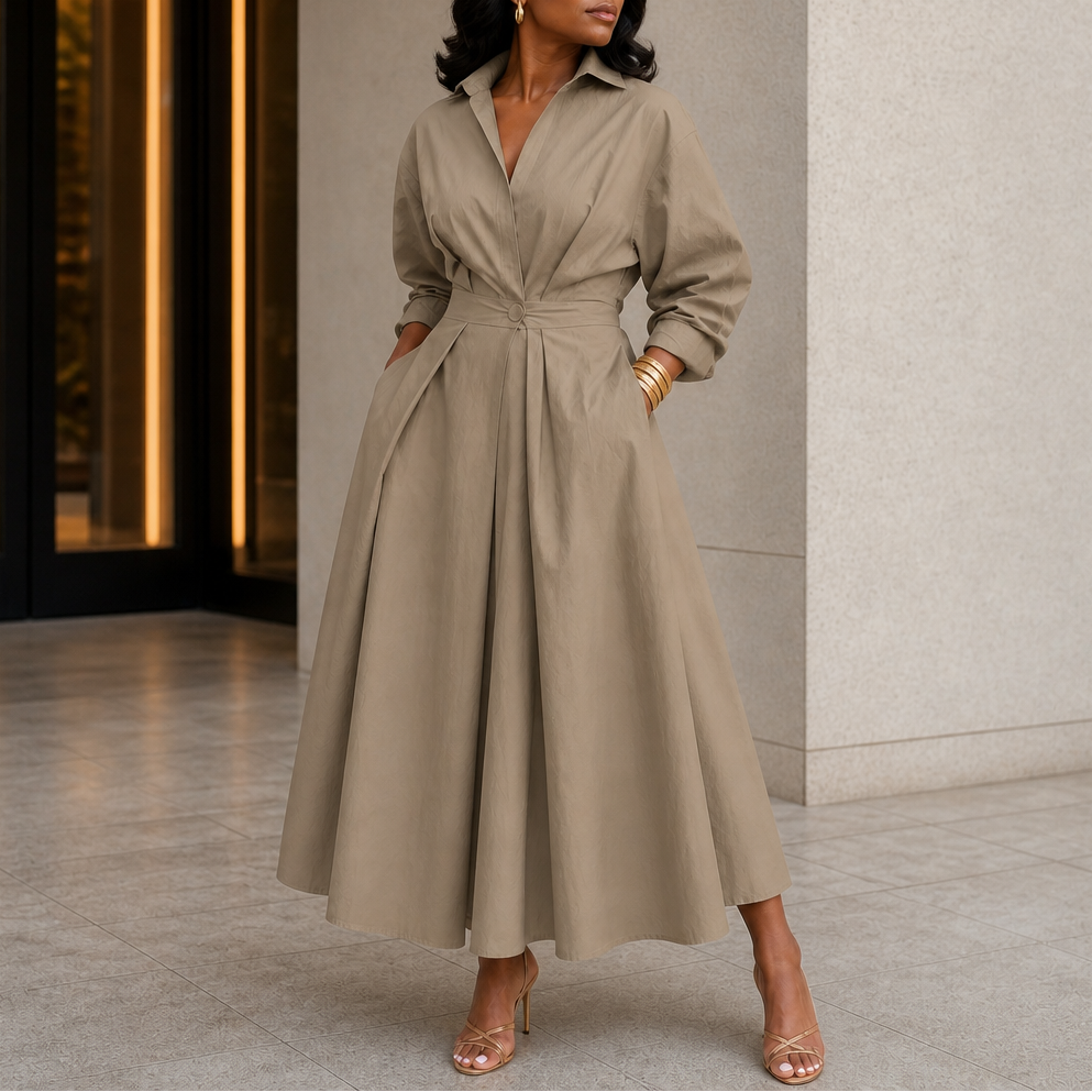 Everly | Midikleid mit Gürtel und Kragen