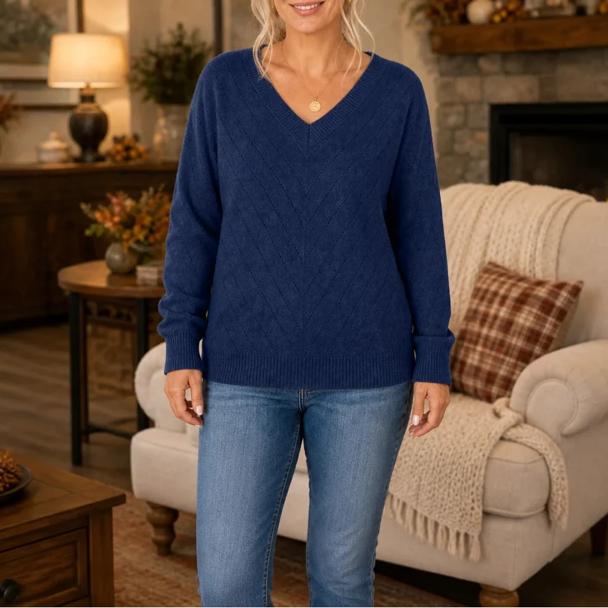 Fine-knit viscose sweater with openwork pattern