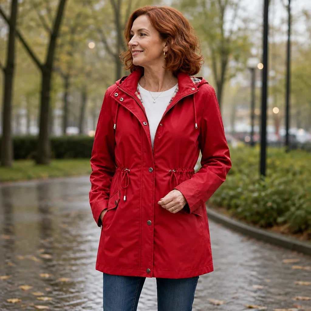 Imperméable avec capuche amovible et taille réglable