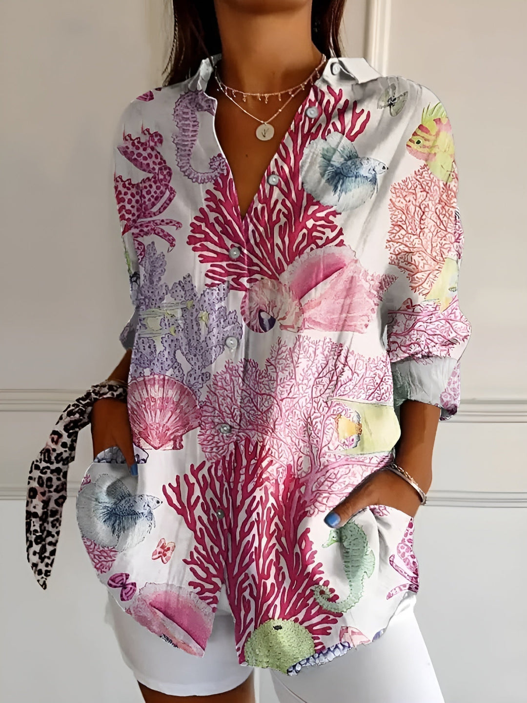 Women's Long Sleeve Button-Down Shirt – Classic & Elegant