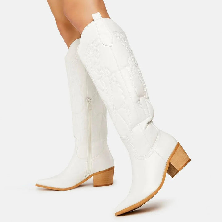 Women's cowboy boots knee-high - vegan leather - western look