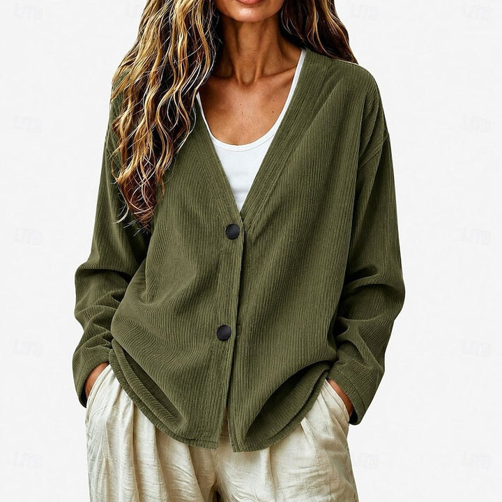 Selene | Entspannt V-Ausschnitt Knopf Cardigan