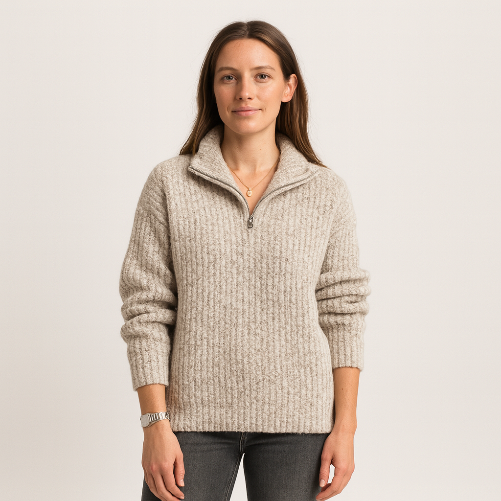Knitted Women's Sweaters Half-Zip V