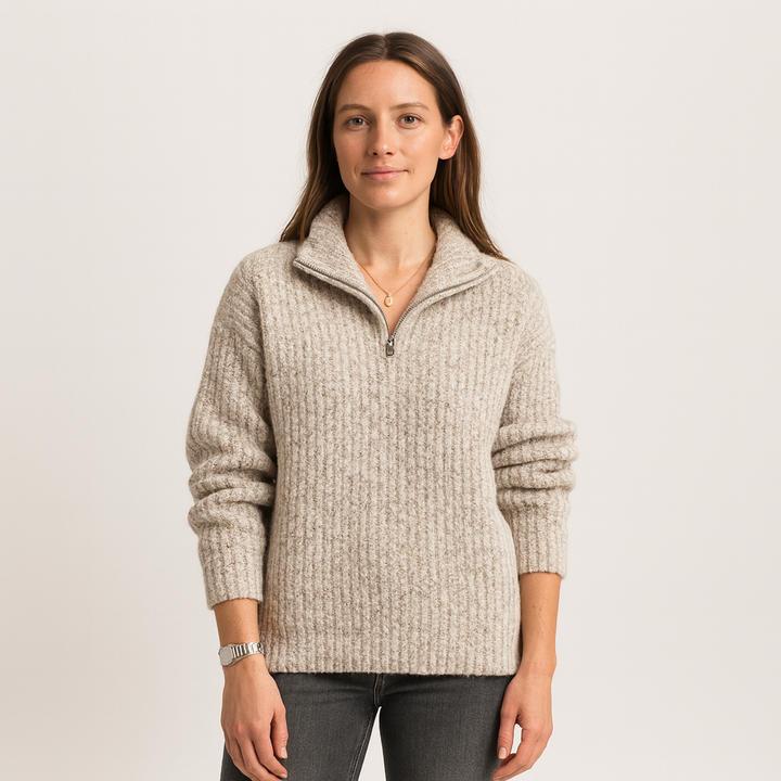 Knitted Women's Sweaters Half-Zip V