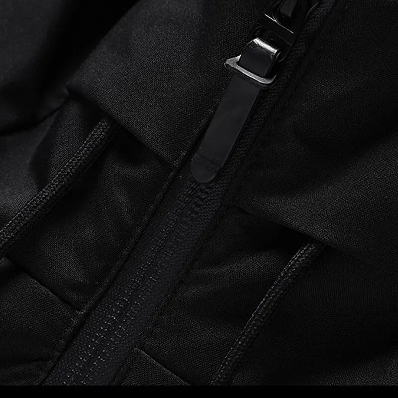 Men's hooded puffer winter jacket with insulated zipper