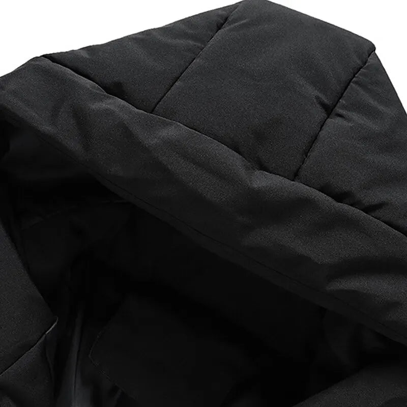 Men's hooded puffer winter jacket with insulated zipper