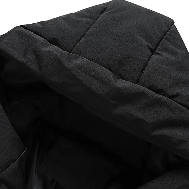 Men's hooded puffer winter jacket with insulated zipper