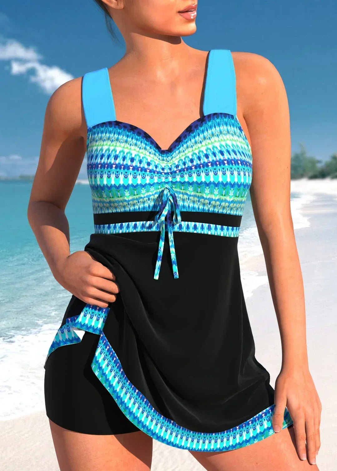 Women's Sporty Two-Piece Swimsuit – Tankini Top with Shorts